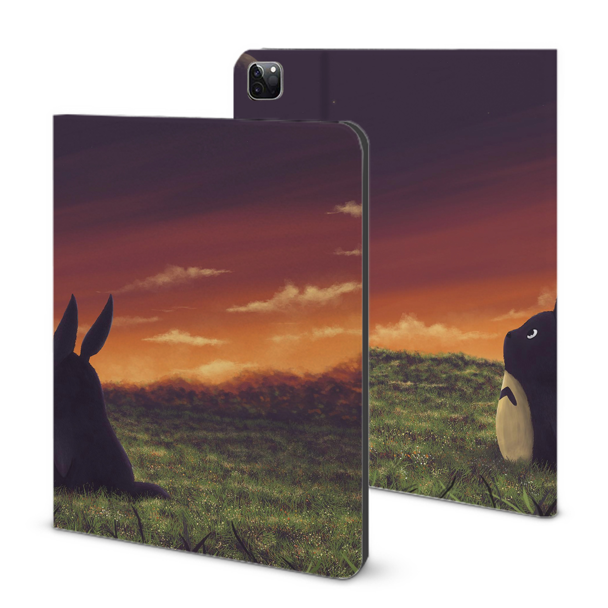 （画像用） となりのトトロ 草壁メイ 草壁サツキ My Neighbor Totoro Satsuki Kusakabe Mei Kusakabe IPad ケース ブック型 PUレザー TPU 耐衝撃 軽量 薄型 ペン収納なし 全面保護 IPad 各モデル対応